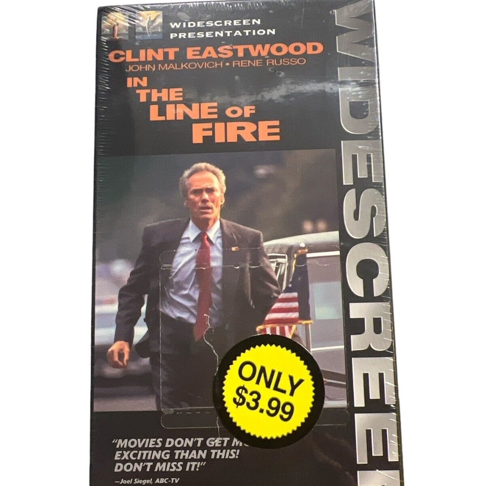 Deadstock Vintage Sealed 'In The Line Of Fire' VHS Clint Eastwood 1997 Tristar